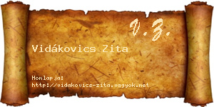 Vidákovics Zita névjegykártya